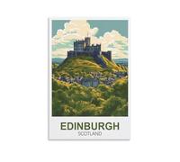 Metal Tin Sign Edinburgh Scotland Travel Poster Logo Man Cave Tin Sign Retro Vintage Hanging Wall Plaque Kitchen Garden Shed Garage Funny 15 * 30CM