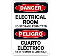 Metal Tin Sign Electrical No Storage Permitted Bilingual Property Insurance Retro Metal Sign Art Iron Signs For Garden Office Room 20X30Cm