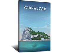 Metal Tin Sign England Gibraltar Rock of Gibraltar Vintage Travel Tin Sign Rustic Decor Cave Coffee Shop Bar Bedroom Home Wall Decor Tin Sign 30x43CM