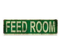 Metal Tin Sign Feed Room sign Retro Aluminum Metal Sign for Street Home Office Garden Decor 4x16 Inch