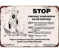 Metal Tin Sign For Cave Diving Warning Reproduction Metal Sign 8 x 12 Inches