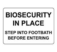 Metal Tin Sign For Outdoors Bio Security In Place Step Footbath Before Entering Metal Aluminum Sign For Wall Decor 11.8X7.8 Inch