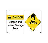 Metal Tin Sign For Outdoors Caution Oxygen Helium Storage Area Hazard Sign Flammable Aluminum Metal Sign For Wall Decor 7.8X11.8 Inch