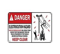 Metal Tin Sign For Outdoors Danger Electrocution Hazard Cause Serious Injury Aluminum Metal Sign For Wall Decor 7.8X11.8 Inch