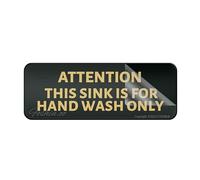 Metal Tin Sign For Wall Basic Attention This Sink Is For Hand Wash Only Sign Thick Metal Tin Self-Adhesive Modern Design Easy To Install 4×16 Inch