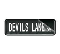 Metal Tin Sign For Wall Devils Lake Dr Vintage Signslong Lasting With Strong Clean Adhesive Tape In The Back 4×16 Inch