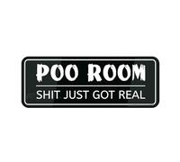 Metal Tin Sign For Wall Poo Room Shit Just Got Real Sign Sign For Office Restaurants Hotels Supermarket Supplies 4×16 Inch