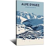 Metal Tin Sign France Alpe D'Huez Alpines Ski Resort Vintage Travel Tin Sign Rustic Decor Cave Coffee Shop Bar Bedroom Home Wall Decor Tin Sign 30x43CM