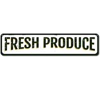 Metal Tin Sign Fresh Produce Funny Metal Signs Vintage Sign Retro Tin Signs Aluminum Metal Sign for Bedroom Kitchen Garden Wall Bab Club Coffee Hanging Sign Home Decor 4x16 Inch