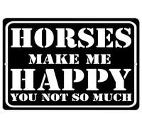 Metal Tin Sign Funny Horse House Wall Decor Backyard Man cave Bar Patio Porch Farmhouse Indoor/Outdoor Decor Vintage Sign 8x12 inch InchMan Cave Funny Fish Sign Horses Make Me Happy You Not So Much