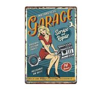 Metal Tin Sign - Garage Full Service Car Garage - Vintage Retro Garage Sign for Workshop Man Cave Wall Decor - ABCDEFG