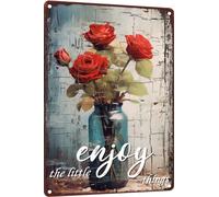Metal Tin Sign Garden Signs Decorative Outdoor Vintage Flower Tin Signs Funny Fresh Flowers Sign Decorative Signs And Plaques For Kitchen Enjoy The Little Things Sign Farmhouse 8x12 Inch