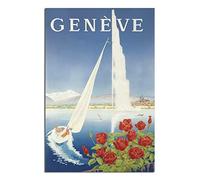 Metal Tin Sign Geneva Switzerland Sailing Ship Tin Sign Travel Vintage Art Wall Decoration Sign Home Kitchen Bar Terrace Cave Funny Decoration 15 * 30CM