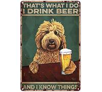 Metal Tin Sign Goldendoodle That‘S What I Do I Drink Beer And I Know Things Wall Sign Nostalgic Metal Wall Sign Elegant Wall Poster For Bar Pub Bathroom S