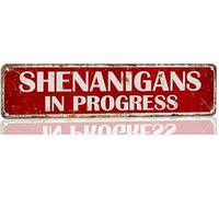 Metal Tin Sign Gothic Decor Shenanigans In Progress Signs Room Poster For Bathroom Kitchen 16 X 6 Inches