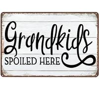 Metal Tin Sign Grandkids Spoiled Here Birthday Garden Yard Signs Farm House Art Wall Sign Home Decor Plaque 8x12 Inch