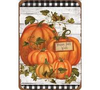 Metal Tin Sign Happy Autumn You All Pumpkin Farmhouse Retro Style Outdoor Home Bar Coffee Club Wall Decoration 8x12 inch