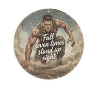 Metal Tin Sign Healing Slogans Fall Seven Times Stand Up Eight