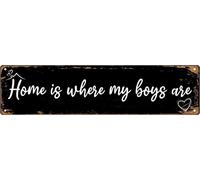 Metal Tin Sign Home is Where My Boys are sign Retro Aluminum Metal Sign for Street Home Office Garden Decor 4x16 Inch