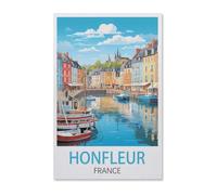 Metal Tin Sign，Honfleur France，Tin Sign Vintage Art Wall Decor Sign Home Kitchen Bar Patio Cave Funny Decor(15x30cm）6x12 inch-AB79