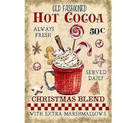 Metal Tin Sign Hot Chocolate Hot Cocoa Metal Sign Interesting and Novel Tin Sign Bar Courtyard Bathroom Wall Decoration 8x12 Inch