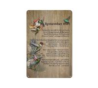Metal Tin Sign Humming Bird Remember Me With Smiles Not Tears For All The Joy Through All The Years Novelty Aluminum Sign for Home Coffee Wall Decor 8x12 Inch