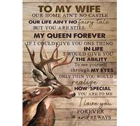 Metal Tin Sign Husband To Wife Gift Our Home Ain'T No Castle But You Are Still My Queen Forever Tin Sign Buck And Doe Tin Sign Rustic Metal Wall Art Sign Pub Wall Decor Art 12"X 8" Inch