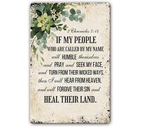 Metal Tin Sign If My People Pray - 2 Chronicles 7 14 Scripture Wall Decor Christian Signs Wall Pictures for Dining Room Rectangle Art Deco Decorations Painting 8 X 12 Inch