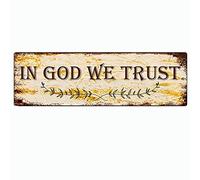 Metal Tin Sign in God We Trust Texture Funny Metal Signs Vintage Sign Retro Tin Signs Aluminum Metal Sign for Bedroom Kitchen Garden Wall Bab Club Coffee Hanging Sign Home Decor 4x16 Inch