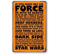 Metal Tin Sign in This House Compatible for Star Wars Home Wall Art Decor Gifts Bathroom Accessories May the Force Be with You Do or Not There Is No Try Decorations Vintage Signs 8x12 Inches