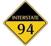 Metal Tin Sign Interstate 94 Highway Road Novelty Sign Square Sign 12x12 inches