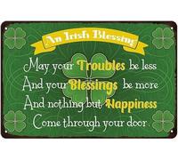 Metal Tin Sign-Irish Blessing Sign St Patricks Day Inspirational Wall Art Decor Rustic Plaque for Home Kitchen Women cave Bathroom Cafe Bar Signs 8x12 Inch