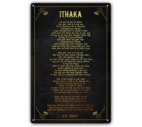 Metal Tin Sign Ithaka Poem Wall Decor C.p. Cavafy Quote Wall Art Poetry Poster Living Room Prints Rectangular Artwork for Bedroom Decorative Pictures for Kitchen 8x12 Inch