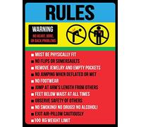 Metal tin sign jumping pillow rules sign caution danger safety security warning notice signs indoor/outdoor use 8×12 INCH
