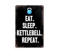 Metal Tin Sign Kettlebell Fitness Gym Motivation Wall Sign Nostalgic Wall Poster Novelty Metal Signs For Kitchen Home Restaurant 20X30CM