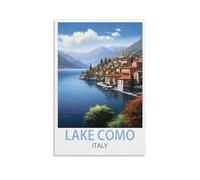 Metal Tin Sign Lake Como Italys Metal Wall Decor Decorative Tin Sign Art Plaque Poster for Home Kitchen Bar Coffee Shop Club Decoration 15x30cm