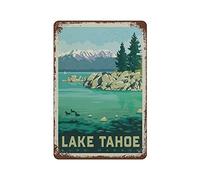 Metal Tin Sign Lake Tahoe Retro Trave Vintage Tin Poster Metal Sign Wall Decoration Country Kitchen Home Garage Decor 12"x8"