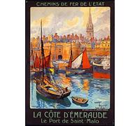 Metal Tin Sign Le Port De Saint-Malo France French European Wall Sign Funny Metal Poster Retro Wall Poster For Pub Cafe Bathroom 30x40cm