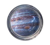 Metal Tin Sign Lightning Storm Gas Giant from Space Station