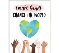 Metal Tin Sign Little Hands Change The World Classroom Poster, Diversity Wall Art for Kids, Inclusion Poster for Kids, Inspirational Quotes, Classroom Decor Classroom Decorative Wall Art 8x12inch