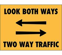 Metal Tin Sign Look Both Ways Two Way Traffic Arrows Warning Signs Crime Prevention Caution Danger Safety Security Notice Indoor/Outdoor Use 8"x12"