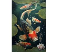 Metal Tin Sign Lotus Koi Fish 20X30Cm Plaque Tin Vintage Wall Sticker Retro House Plaque For Garage Bar Pub Kitchen