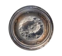 Metal Tin Sign Lunar Crater Close from Space Station Porthole