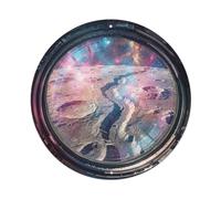 Metal Tin Sign Lunar Rille Valley from Space Station Porthole