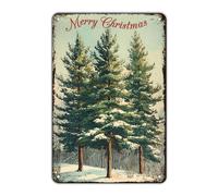 Metal Tin Sign Merry Christmas Tree Rerto Tin Sign Vintage Alumium Sign Funny Tin Sign Retro Sign For Home Bar Office Outdoor Wall Decor 5.5X8Inch