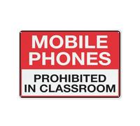Metal Tin Sign Mobile Phones Prohibited In Classroom Wall Art Weatherproof Rustproof Regulation Notice For School Campus Educational Facility Classroom Learning Space Public Area 8×6 INCH