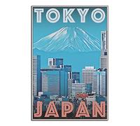 Metal Tin Sign Mount Fuji Tokyo Japan Downtown View Vintage Travel Tin Sign Vintage Rustic Decor Cave Coffee Shop Bar Bedroom Home Wall Decor Nostalgic Tin Sign 15x30cm