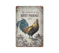 Metal Tin Sign My Chicken is My good Friend Rooster Vintage Decoration Farm Barn Chicken House Home Wall Decoration birthday holiday home decoration housewarming gift for relatives friends 5.5x8