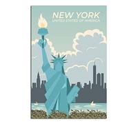 Metal Tin Sign New York Statue of Liberty Skyline Funny Retro Metal Wall Decor Decorative Tin Sign Art Plaque Poster for Home Kitchen Bar Club Decoration 20x30CM