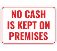 Metal Tin Sign No Cash On Premises Sign, 12 x 8 Inches - Poster Plaque No Cash Is Kept On Premises